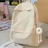 Mochila Casual de Grande Capacidade Estilo Ins Moda Feminina Estilo Coreano Xadrez Simples Para Estudante Universitário Bolsa Escolar Mochila de Viagem