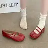 Sapatilhas Femininas Tendência de Salto Baixo para Primavera e Outono 2026, Novos Sapatos Mary Jane Planos de Couro, Mocassins Antiderrapantes de Solado Macio, Super Populares