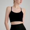 Tops de Yoga para Mulheres, Sutiã Esportivo Nude Elástico Escovado com Alças Finas, Colete de Yoga High-End de Média Suporte