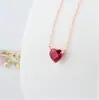 1990 casa branco temperamento gentil coração vermelho diamante brilhante pingente S925 prata esterlina colar colar de clavícula gargantilha feminino