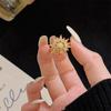 Serie Caibao Lujo Ligero Elegante Gama Alta Refinado Anillo de Flor de Apertura Completo de Circonita de Diamante Anillo de Dedo Tejido Antiguo Medio
