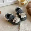 Sapatos de Algodão com Renda Boken para Meninas 2026 Outono/Inverno Pequeno/Médio/Grande Crianças Boneca Gatinho Cor Sólida Solado Macio Sapatos de Algodão Quentes