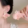 Pendientes Florales de Gasa Amarillos Súper Hada 2026 Nuevo Estilo Personalizados Exagerados Pendientes de Botón con Temperamento Pendientes Estilo Viaje Vacaciones