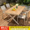 Mesa de Centro y Sillas de Té con Leche Patio Abierto al Aire Libre Jardín de Villa Balcón Mesa y Sillas de Madera Material Teslin Mesa de Comedor Camping