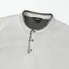 Camiseta de Manga Corta con Botones y Cuello Henley Simple Estilo Retro Americano Old Money Unisex de Nicho de Alta Gama Camisa de Punto Holgada