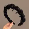 Diadema con Peine Envuelto de Peluche Vintage, Elegante Diadema Esponjosa de Parte Alta para Mujer, Pinza Antideslizante para Lavarse la Cara, Accesorio para el Cabello