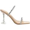 Sandalias de pedrería de una tira para exteriores Sandalias 2025 Primavera y Verano Cristal Francés Stiletto Moda Nicho Transparente Tacones Altos