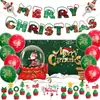 Set de Globos Temáticos Navideños Papá Noel Banderines Variados Banderas Tela de Fondo Decoración de Fiesta Globos de Látex