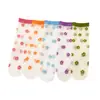 Calcetines de Seda de Vidrio Absorbentes de Sudor Nuevos de Primavera y Verano al por Mayor Calcetines para Mujer Dulces Ins de Encaje de Moda Fruta Flor Linda