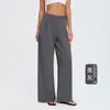 Pantalones de yoga Athena lulu color arena con lavado a la piedra y capa de aire para mujer, de cintura alta, holgados, plisados, para deportes, fitness, casual, de pierna recta