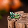 Anillo de flor fresca retro azul quemado para mujer, estilo étnico, estilo artístico, hojas, nicho para dedo índice Mori, anillo abierto