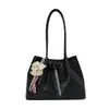 Bolso de mano tejido de patrón nicho estilo coreano para mujer, bolso tote nuevo de gran capacidad