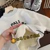 Sudadera de otoño e invierno para niños y bebés, con forro polar, gruesa, diseño de Mickey Mouse de dibujos animados, unisex, lana de alpaca, cuello redondo, sin capucha, top grueso de polar