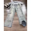 Jeans estilo americano con salpicaduras de pintura tipo graffiti para hombre, marca de moda de alta costura para primavera/verano, pantalones casuales rectos elegantes con lavado desgastado