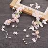 Diadema de novia estilo coreano hecha a mano con flores rosas de hada dulce, pendientes, tocado de boda, vestido de novia estilo Mori para mujer