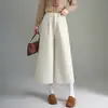 Calça Cropped de Lã Wide-Leg para Mulheres Design Outono e Inverno 2025 Estilo Nicho Versátil para o Dia a Dia Calça Casual Petite