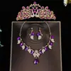 Comercio electrónico transfronterizo más vendido accesorios de joyería tocados moda europea y americana juego de collar y pendientes de cristal novia boda al por mayor