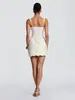 Conjunto de duas peças de vestido curto com suspensório e espartilho de osso de peixe bordado em renda, vestido de noiva leve estilo francês, conjunto de minivestido que afina a cintura e realça o quadril