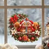 Guirlanda Dupla de Esquilos Desenho Animado 3D de Natal Adesivo Estático Sem Adesivo Sem Danos ao Vidro Janela da Sala de Estar Decoração de Atmosfera Festiva