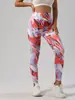 Pantalones de yoga ajustados para mujer con estampado de degradado digital europeo y americano, nueva moda, longitud de nueve puntos, suaves para deportes, fitness y ocio