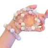 Collar Pulsera Diseño de Concha de Cuarzo Rosa de Partícula Grande de 12 mm Cristal Blanco Natural