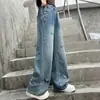 Jeans Rectos de Moda Estilo Coreano para Niñas 2026 Invierno Bordado de Lazo Pantalones Largos para Niños Medianos y Grandes Pantalones de Pierna Ancha Tendencia
