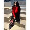 Calça Feminina Solta Casual Fina Estilo Hip-Hop Streetwear Americano 2024 Novo Design de Nicho Calça de Moletom Estampada