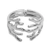 Pulsera Popular Transfronteriza de Metal Brillante con Forma de Ola Estilo Minimalista Europeo y Americano Pulsera Abierta Irregular Fábrica de Joyería para Mujer