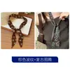 Bufanda de Seda Floral Vintage Maillard con Cuentas para Mujer, Bufanda de Cuello de Cordón de Nicho, Accesorio de Cuello de Cinta Versátil de Alta Gama