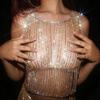Cadena de pecho con explosiones de AliExpress, estilo europeo y americano, para fiestas en discotecas, sexy, con diamantes de imitación.