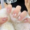 Amor Mariposa Francés Uñas Portátiles Flores de Diamante Manicura Libro Rojo Uñas Postizas Venta al por Mayor Celebridad de Internet Estilo Popular