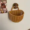 Cesta de Armazenamento de Rattan Sintético para Pendurar na Parede Cesta de Armazenamento Retrô Bolsa Pequena Cesta para Frutas Cesta para Legumes Cesta de Armazenamento para Diversos