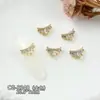 Acessórios Brilhantes de Zircônia para Nail Art em Dourado e Prata, Laço Luxuoso de Alta Qualidade Cravejado de Zircônia com Pingente de Pérola, Decoração de Diamante para Unhas