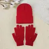Conjunto de Otoño e Invierno: Gorro y Guantes, Set Cálido de Dos Piezas, Logo Personalizable, A Prueba de Frío, Engrosado, Gorro Cálido Tejido de Color Sólido