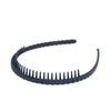 Simples dente longo arco de cabelo preto plástico antiderrapante cabeça arco nenhum traço superfície brilhante pintura pente cabelo cartão onda trança cocar