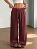 Amazon Transfronterizo Europeo y Americano 2026 Nueva Moda para Mujer Elegantes Versátiles Elásticos Casuales Color Sólido Pantalones Largos Pantalones de Pierna Ancha