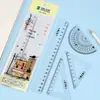 Set de Reglas Estudiante, Juego de Cuatro Piezas, Set de Reglas Triángulo, Material Escolar, Regla Recta de 20cm, Regla Flexible con Anillo de Tirar, Empaque en Bolsa Opp