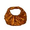 Bolsa Feminina Nova Metal Brilhante PU Nuvem Moda Design Plissado Bolsa de Mão Estilo Europeu e Americano Bolsa de Mão Feminina