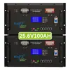 Bateria de Lítio 25.6V100Ah Bateria de Armazenamento de Energia de Fosfato de Ferro e Lítio Painel Fotovoltaico Solar Estação Base de Comunicação Pacote de Bateria