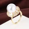 Anel Aberto de Renda Doce de Luxo Leve com Pérola Branca e Zircônia Moda Tendência Anel de Cobre Puro Feminino Joia Presente Item Quente Transfronteiriço