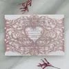 Papel Brillante 250g Polvo Brillante Invitación de Boda Estilo Europeo Tarjeta de Felicitación para el Día de San Valentín Tarjeta de Invitación de Boda con Corazón Hueco y Encaje