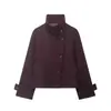 Comércio Exterior Transfronteiriço Roupas Femininas Outono e Inverno 2026 Estilo Europeu e Americano Casaco de Lã com Gola Alta e Manga Longa de Botão Único para Mulheres D6365201