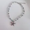 Collar de Estrellas de Colores Dopamina con Cuentas Cadena Dulce para Clavícula Estilo Vacaciones en la Playa Collar para Foto