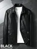 Jaqueta Vintage com Forro de Lã, Jaqueta de Couro Masculina Espessa, Tamanho Grande Roupa Masculina para Motociclista, Jaqueta de Couro PU com Gola Reversível, Comércio Exterior