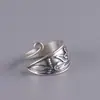 Anillo de Dedo con Flor de Loto y Pavo Real Estilo Étnico Retro Chiba Taiyin Anillo Abierto de Ganchillo con Hilo Joyería de Nicho