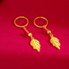 Pendientes de hoja de oro de Vietnam para mujer, gancho de moda para mujer, nuevos pendientes de hoja 2023, venta al por mayor