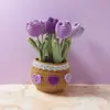 Popular Transfronteiriço Acabado Feito à Mão Buquê de Lã Tulipa de Crochê Grande em Vaso Decoração de Escritório Casa Feriado