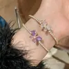 Pulseira Aberta Borboleta Abelha Gipsofila Coreana de Nicho Versátil Joia de Mão Pequena e Fresca para Mulheres com Detalhe em Zircônia