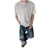 Camiseta de Manga Corta con Textura Rayada para Hombre, Verano de Alta Gama Holgada Casual de Media Manga, Fuente en Stock