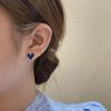 Pendientes Coreanos Azules Pequeños de Corazón de Dongdaemun con un Diseño de Moda, Accesorios para Orejas Simples con Forma de Corazón, Joyería Dulce de Nicho